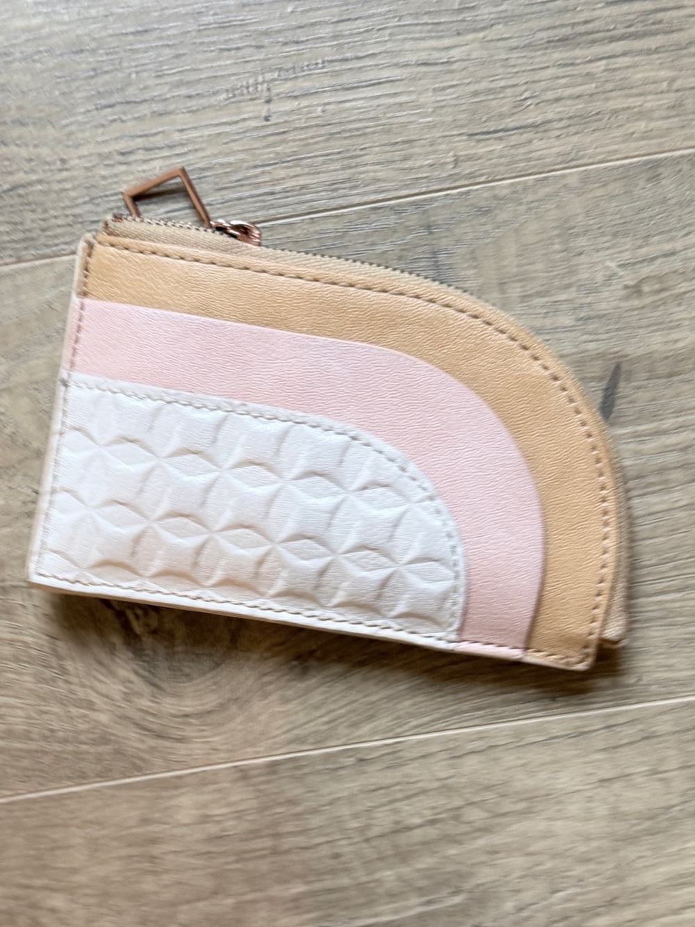 Anthropologie Women’s Colorblock Zip Card Holder - Pink, Tan & White
